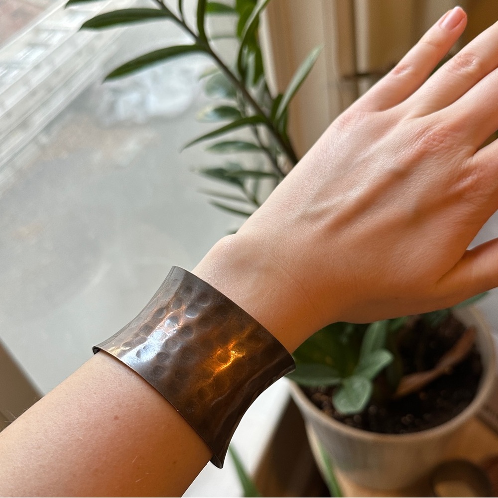 Bronze hammered metal bracelet